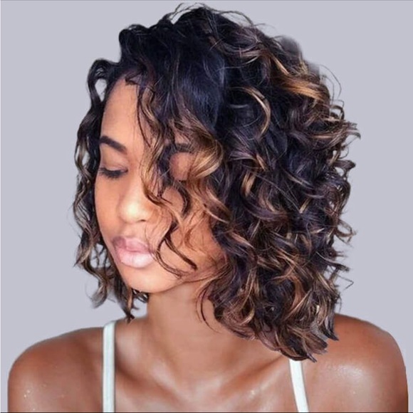 Curly Ombre Brown Hair Wig - Picture 2 of 8